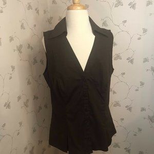 Ann Taylor LOFT Chocolate Brown Sleeveless Button-Down Shirt - Size 4